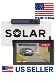 Solar Wireless Backup Camera & 1080P 5'' Monitor Car Truck Van Rear View Systems