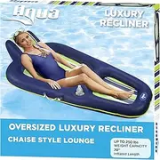 Aqua Luxury Water Lounge – Extra Large – Inflatable Pool Float with Headrest, Backrest & Footrest – Palm Beach Flamingo