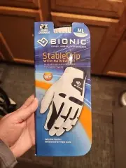 Bionic Gloves Men's StableGrip Golf Glove Made With Cabretta Leather White/Black