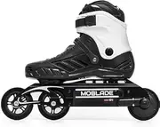 Moblade Electric Inline Skate - Indoor Outdoor Roller Skates for Adults and Men - Adjustable Speed Level, Long Life Rechargeable Battery - 2 Color Skates Black and White