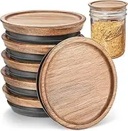6-Pack Regular Mouth Wooden Mason Jar Lids for Ball/Mason/Kerr Jars, Natural Acacia Wood, Food-Grade Material, 100% Fit & Airtight for Regular Mouth Jars (6PCS-Regular)