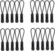 20 Pieces Zipper Pull Zipper Tags Cord Pulls Zipper Extension Zip Fixer (Black)