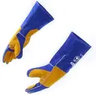 RAPICCA Welding Gloves Fire Heat Resistant: Blue 16IN 932℉ - Fireproof Leather f