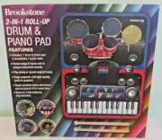 NEW, Brookstone Two-In-One Roll-Up Electronic Drum & Piano Pad w/ Drumsticks