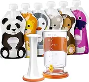 SQUOOSHI Universal Pouch Filling Station + 6 Large Reusable Food Pouch | Adorable Animal Series…