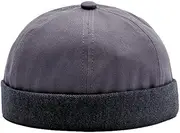 [Zegoo] Unisex Skull Cap Sailor Cap Rolled Cuff Retro Brimless Beanie Hat
