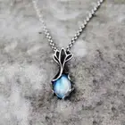 Silver Moonstone Fish Pattern Pendant Necklace