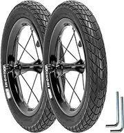 Balance Bike Replacement Wheel Set 12 inches Upgrade Racing Part for Strider etc. - Pair(2) Aluminum Alloy Wheel Rims and Air Tires with Inner Tubes