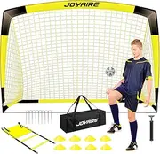 JOYAIRE Soccer Goals for Backyard Set, Portable Kids Toddler Soccer Goal 7' x 5', Pop Up Soccer Net Soccer Training Equipment with Size 4 Soccer Ball, Carry Bag, Games, Sports, Outdoor Play, Youth