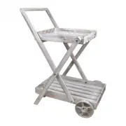 Outdoor Sage Trolley Drinks Cart - White Washed Finish