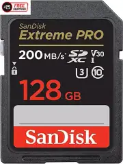 Sandisk 128GB Extreme PRO SDXC UHS-I Memory Card - C10, U3, V30, 4K UHD, SD Card