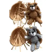 Hand-crocheted Walnut Shell Animals,mini Bunnies And Bears Cuddle Cute Gift