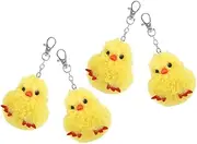 [Minkissy] 4pcs Cartoon Chick Plush Keychain Aesthetic Keyrings for Women Adorable Hanging Ornaments for Bags Purses Backpacks Adults