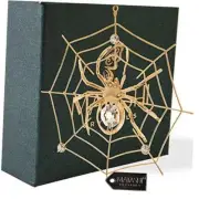 24K Gold Plated Crystal Studded Hanging Ornaments for Christmas Tree, Spider