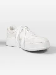 White Leather GG Pattern Trainers