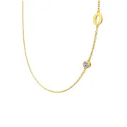 ANYCO Necklace 925 Silver Initial O Pendant With Round Cubic Zirconia 5A Jewelry For Women