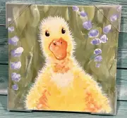 Fuzzy Duck Easter Canvas Wall Hanging Decor I Love You A Bushel and a Peck New