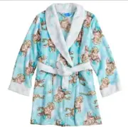 Disney Frozen Bathrobe Girl's 8 New Soft Plush Light Blue ELSA Bath Robe NWT USA
