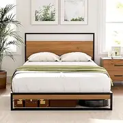 Artiss King Single Metal Bed Frame with Headboard(Base Only), Metal Platform Bed with Easy Assembly, Heavy-Duty Metal Slats with Under Bed Storage for Student Apartment/Guest Room, Black