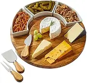 Occasion Large Serving Platter with Ceramic Dishes & Knife Set- Gift Boxed - Cheese Board and Knife Set
