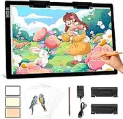 Diamond Painting Light Table A2 Drawing Light Box with 9120 Lux, 3 Colours & 6 Continuous Dimming Lightbox with EU Adapter and 2 Multifunctional Clips for Diamond Painting/Drawing (A2-Black)