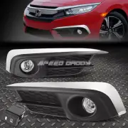 FOR 2016 HONDA CIVIC FC1 CLEAR LENS OE DRIVING PAIR FOG LIGHT LAMP+COVER+SWITCH (for: Honda)
