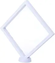 STOBAZA Floating Frame Jewelry Display Box Transparent Shadow Box for and Store Showcases for Earrings Necklaces and Collectibles White