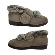 Panda Emee Ladies Slippers Boot Cosy Furry Trim Lining Single Wide Strap
