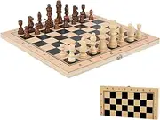Chess Set | Folding Wooden Chess Game Set,Interactive Tabletop Strategy Activity for Kids Adults Beginners Family Entertainment