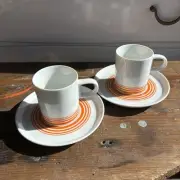 Set Of 2 Sets Martian Cup Saucer Showa Retro Antique Coffee