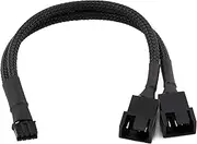 CRJ Micro 4-Pin GPU Dual Fan Adapter Cable - 6-Inch (15cm), Black Sleeved - Micro PH (2.0mm) PWM Graphics Card Fan Adapter for Connecting Two 3-Pin & 4-Pin PC Fans