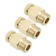 3Pcs Brass Tube Compression Fitting 8mm Tube OD 1/4 BSP Male Thread Gold Tone