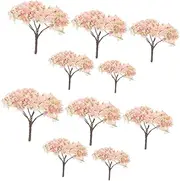 10pcs Mini Artificial Cherry Blossom Trees Miniature Landscape Model Trees Sakura Decor for Diorama Sand Table Miniature Architectural Landscapes