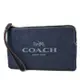 COACH 馬車LOGO織布大手拿包-單寧藍