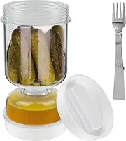 Pickle Container with Strainer Wet And Dry Separation Pickle and Olive Jar with Fork Leakproof Airtight Food Containers Upside Down Pickle Container for Food Storage Cucumber Olives
