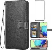[Asuwish] Compatible with Samsung Galaxy S20 FE Gaxaly S 20 FE 5G UW 6.5 inch Wallet Case Tempered Glass Screen Protector Flip Card Holder Stand Phone Cases for Glaxay S20FE5G S20FE Fan Edition Black