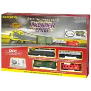 Bachmann HO Thunder Chief Train Set W/3 Cars Sound Loco Headlight BAC00826