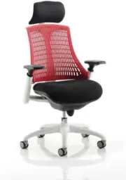 Flex Task Operator Chair White Frame Red with Headrest Black