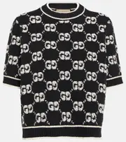 [Gucci] Gucci GG jacquard wool bouclé top AU 8 black