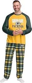 FOCO NFL Green Bay Packers Men's Pajama Shirt and Pants Lounge Set