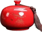 Kitchen Container Ceramic Tea Canister With Airtight Lid Kichen Storage Container For Tea, Coffee, Nuts, Herb, Spice, Sugar For Loose Tea(Red)