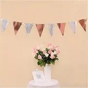 Bunting Flags Pull Flag Garland Birthday Bunting Pennant Wedding Garland Flag Party Decoration Supplies 12 Flags 5M Long Bunting (Color : Rose Gold Flags, Size : 2Set)