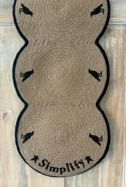 New Primitive Burlap Jute SIMPLIFY BLACK CROW TABLE RUNNER Topper 48"