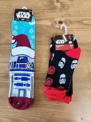 Star Wars Socks 2 Pair R2D2&C3PO In Santa Hat And Stormtrooper