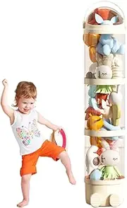 Plush Storage Tube,63.7 Inch Toy Storage Organizer - Transparent Doll Display Bucket 4 Layers for Living Room Bedroom Playroom