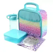 Lunch Box Combo with Ice Pack, Water Bottle, and Sandwich Container, Rainbow Leo