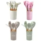 12Pcs Cooking Tools Kit Wooden Handle Heat-Resistant Cookware Kitchen Supplies