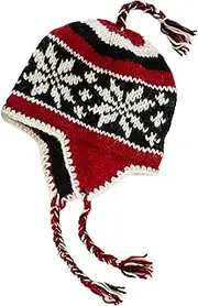 [The Himalayan Goddess] Hand Knit Sherpa Wool Hat with Micro Fleece Lining, Ear Flaps, Toque, Beanie