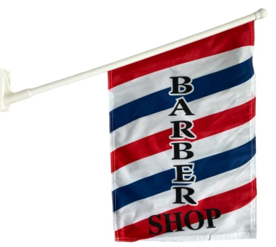 Barber Shop Wall Flag Heavy Duty Double Sided Barbers Flag With Full Kit