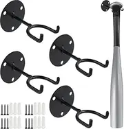 TIHOOD 4PCS Baseball Bat Holder Black Vertical Wall Mount Display Stand Baseball Bat Wall Mount Storage Baseball Bat Rack for Man Cave Decor Sport Memorabilia Ball Storage